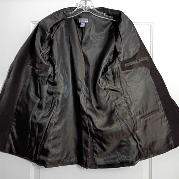 H&M Men's Dark Ashy Brown Velvet 3 Button Blazer 38 Lined Academia Old Money - Picture 6 of 6